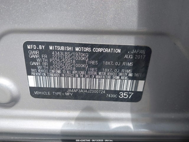 JA4AP3AU4JZ000724 Mitsubishi mivec
