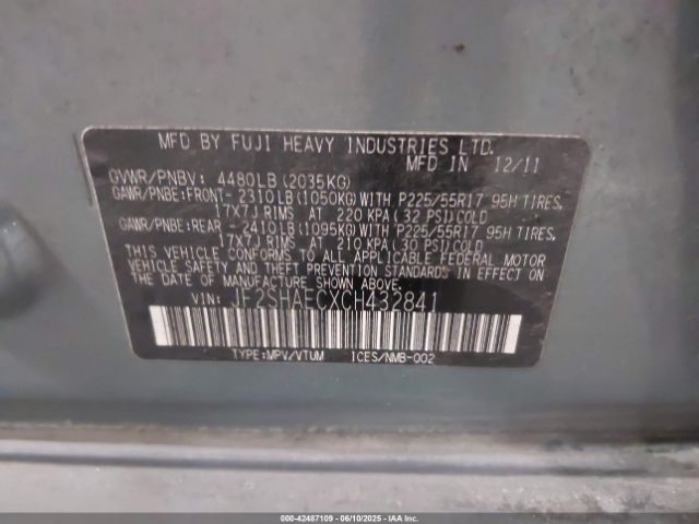 2012 SUBARU FORESTER JF2SHAECXCH432841 Photo 8