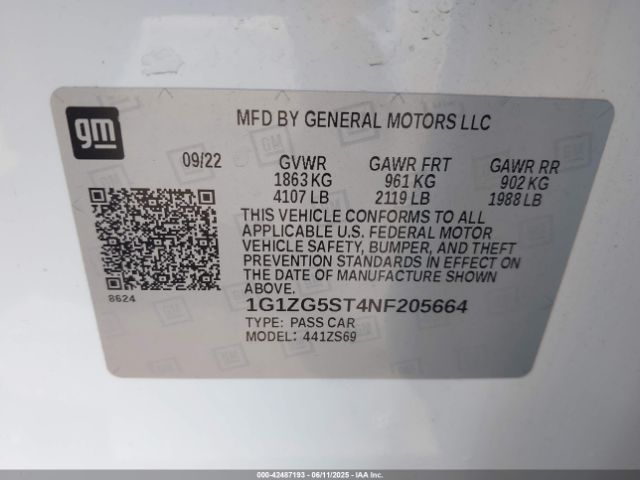 2022 CHEVROLET MALIBU 1G1ZG5ST4NF205664 Photo 8
