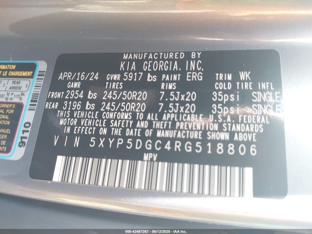 5XYP5DGC4RG518806 KIA gdi lambda-ii