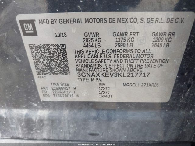 2019 CHEVROLET EQUINOX 3GNAXKEV3KL217717 Photo 8