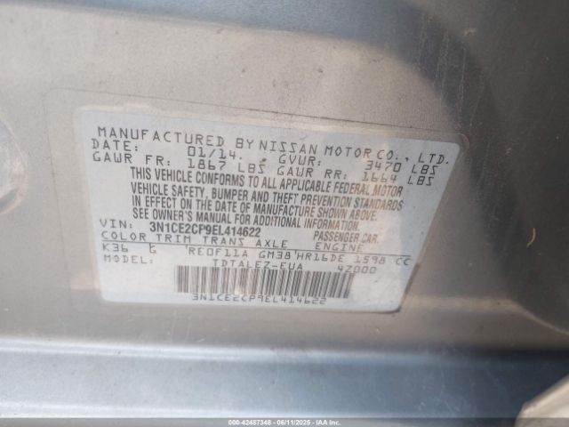 3N1CE2CP9EL414622 Nissan Versa Note Sv