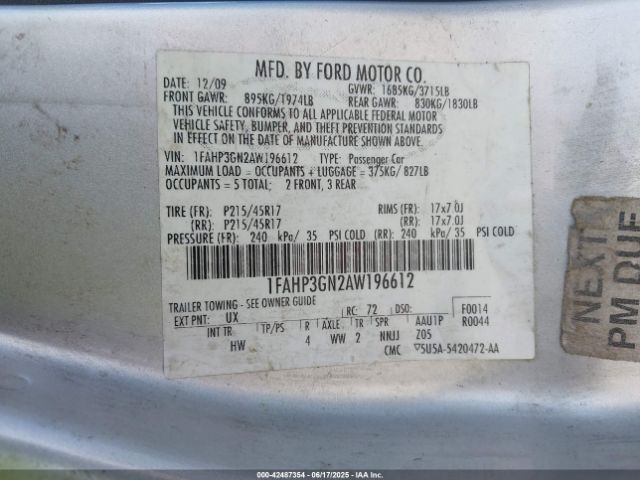 2010 FORD FOCUS 1FAHP3GN2AW196612 Photo 8