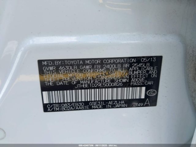 2014 LEXUS IS 350 JTHBE1D29E5000826 Photo 8