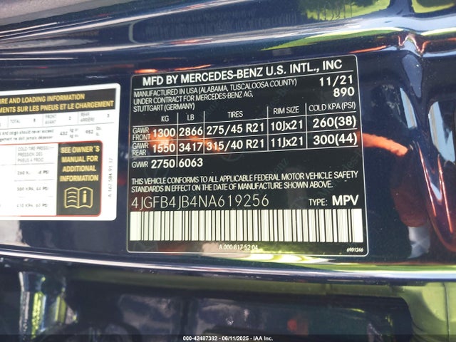 Mercedes-Benz m264 2022 4JGFB4JB4NA619256 Image 9