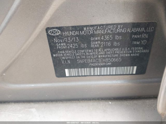 5NPEB4AC1EH850665 Hyundai gamma