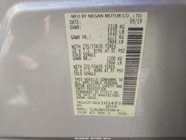 2020 NISSAN MURANO 5N1AZ2CJ6LN105493 Photo 8