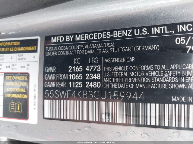 55SWF4KB3GU159944 Mercedes-Benz C-Class