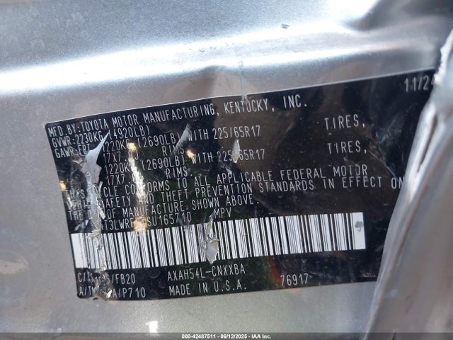 4T3LWRFV7SU165710 Toyota a25a-fxs