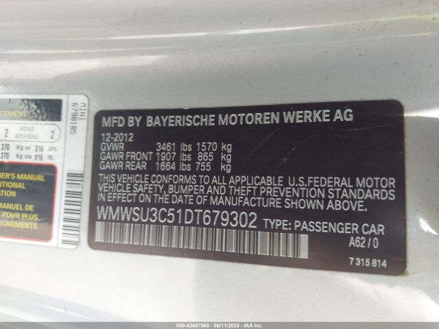 2013 MINI HARDTOP WMWSU3C51DT679302 Photo 8