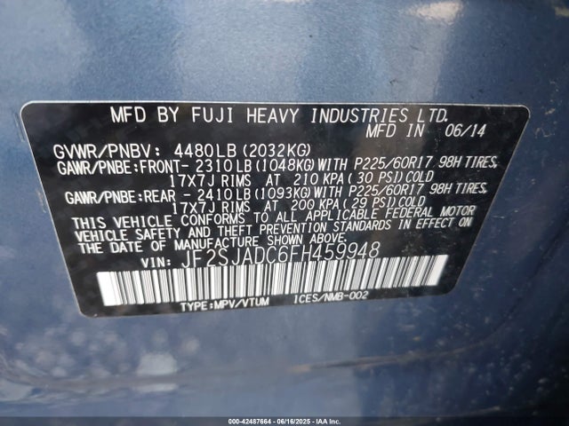 JF2SJADC6FH459948 Subaru 2.5na u5