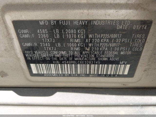 Subaru 2.5na u5 2014 4S4BRBLC6E3282145 Image 9