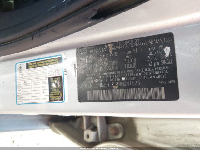2009 HYUNDAI SANTA FE 5NMSH13E29H241523 Photo 8
