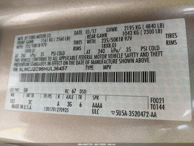 Lincoln 2.0l ecoboost 2017 5LMCJ2C96HUL36457 Image 9