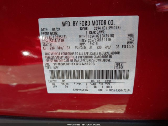 2024 FORD EXPLORER 1FMSK8DHXRGA22203 Photo 8