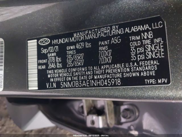 2022 HYUNDAI TUCSON 5NMJB3AE1NH045918 Photo 8