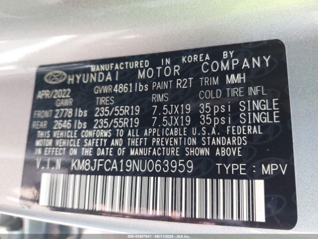 2022 HYUNDAI TUCSON HYBRID KM8JFCA19NU063959 Photo 8