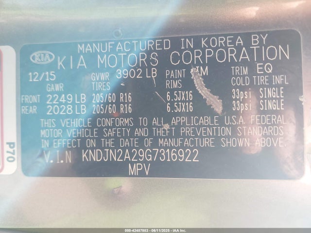KIA Soul 2016 KNDJN2A29G7316922 Image 9