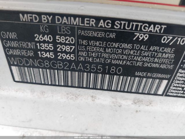 2010 MERCEDES-BENZ S 550 WDDNG8GB2AA355180 Photo 8