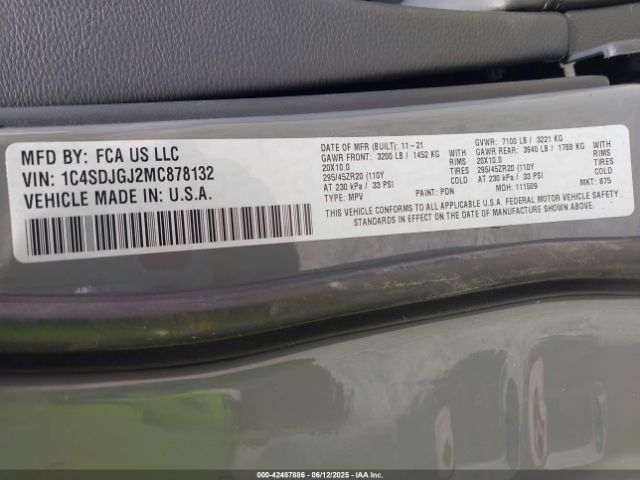 2021 DODGE DURANGO 1C4SDJGJ2MC878132 Photo 8