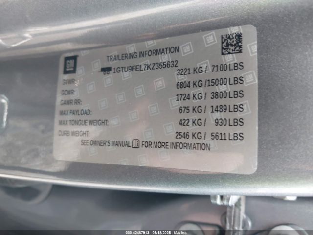 2019 GMC SIERRA 1500 1GTU9FEL7KZ355632 Photo 8