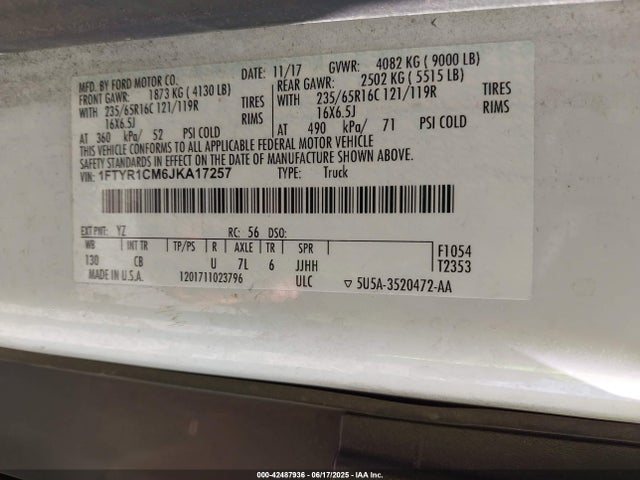 1FTYR1CM6JKA17257 Ford 2018