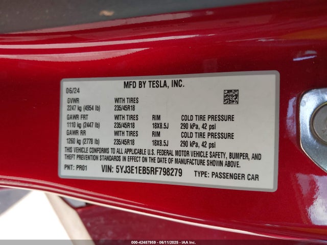 2024 TESLA MODEL 3 5YJ3E1EB5RF798279 Photo 8