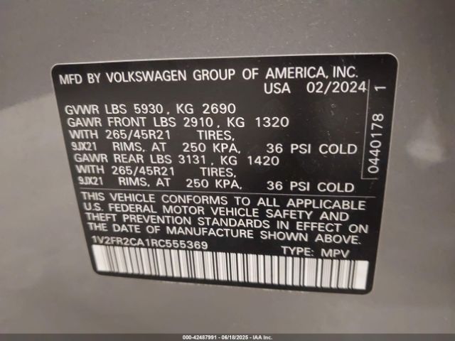 2024 VOLKSWAGEN ATLAS 1V2FR2CA1RC555369 Photo 8