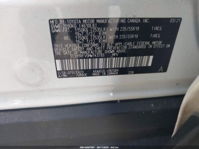 2021 TOYOTA RAV4 2T3Y1RFV5MW143793 Photo 8