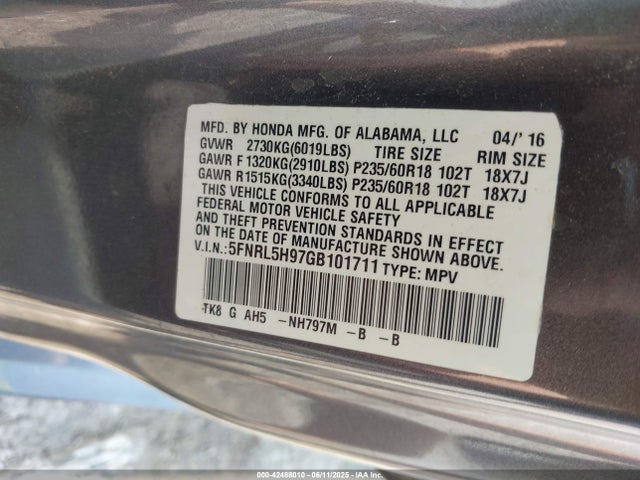 5FNRL5H97GB101711 Honda j35z8