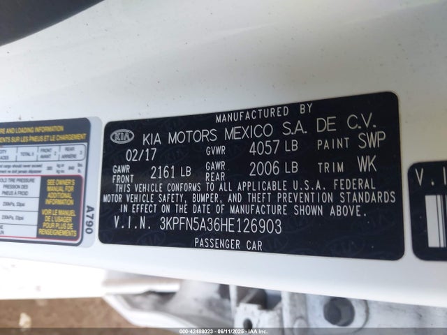 3KPFN5A36HE126903 KIA t-gdi gamma