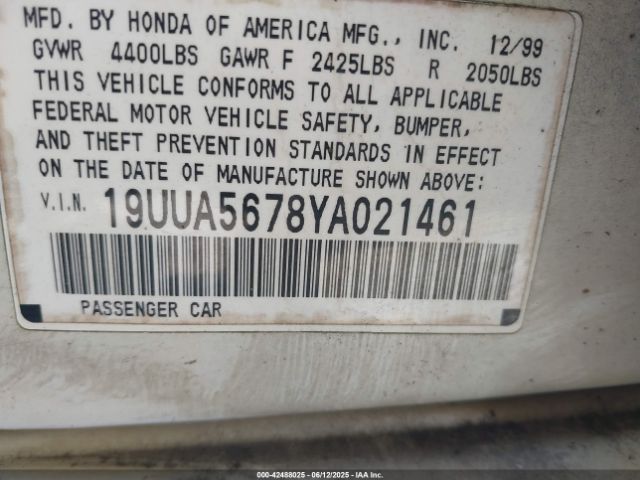 2000 ACURA TL 19UUA5678YA021461 Photo 8