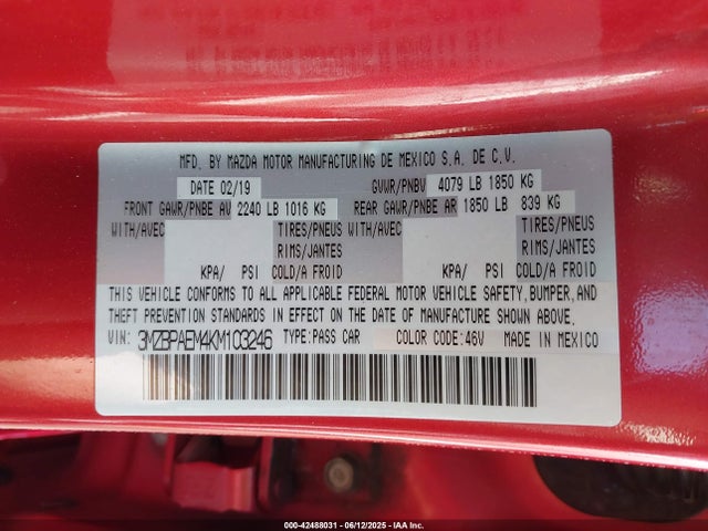3MZBPAEM4KM103246 Mazda py cylinder deactivation