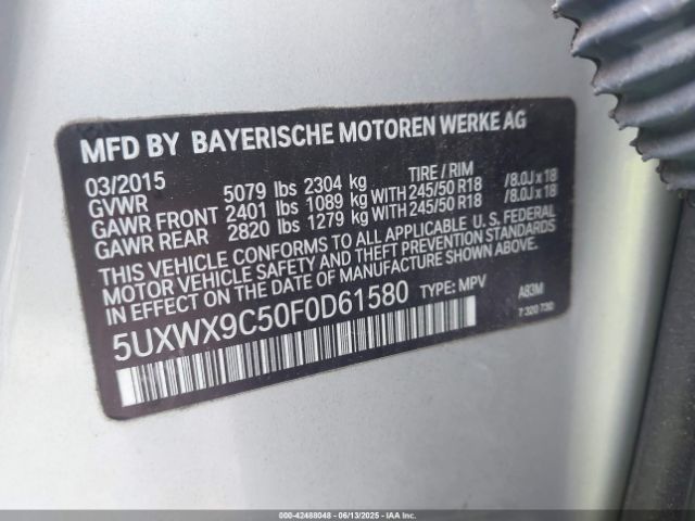 2015 BMW X3 5UXWX9C50F0D61580 Photo 8