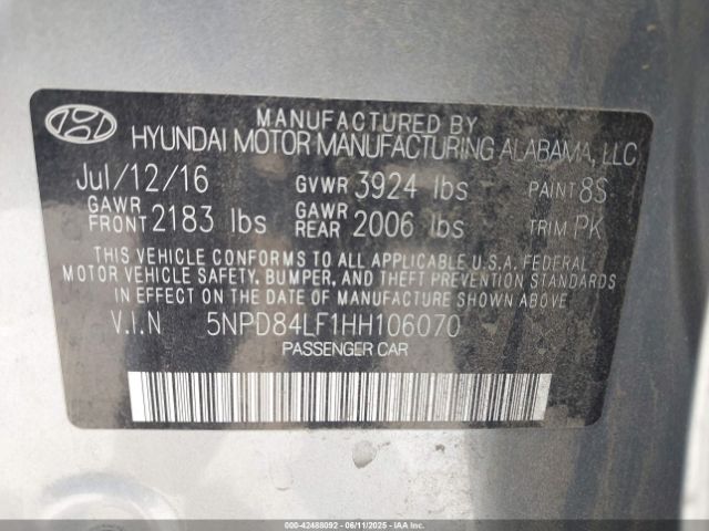 5NPD84LF1HH106070 Hyundai Elantra
