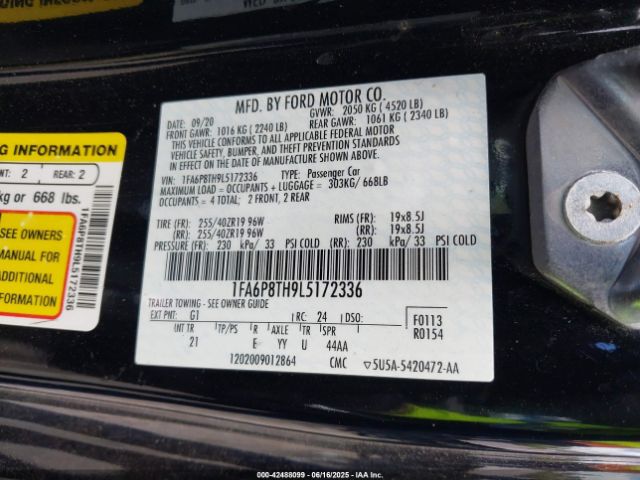 2020 FORD MUSTANG 1FA6P8TH9L5172336 Photo 8