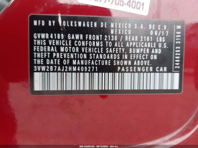 3VW2B7AJ2HM409271 Volkswagen Jetta 1.4t S