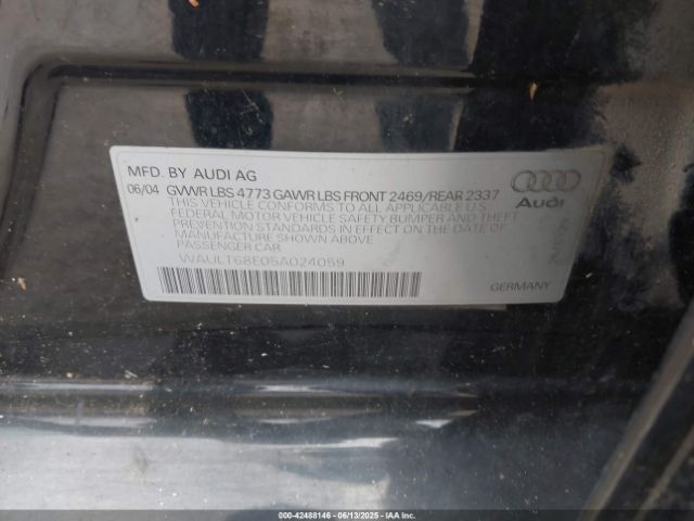 2005 AUDI A4 WAULT68E05A024059 Photo 8