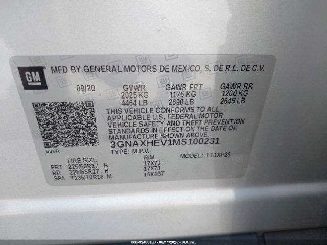 2021 CHEVROLET EQUINOX 3GNAXHEV1MS100231 Photo 8