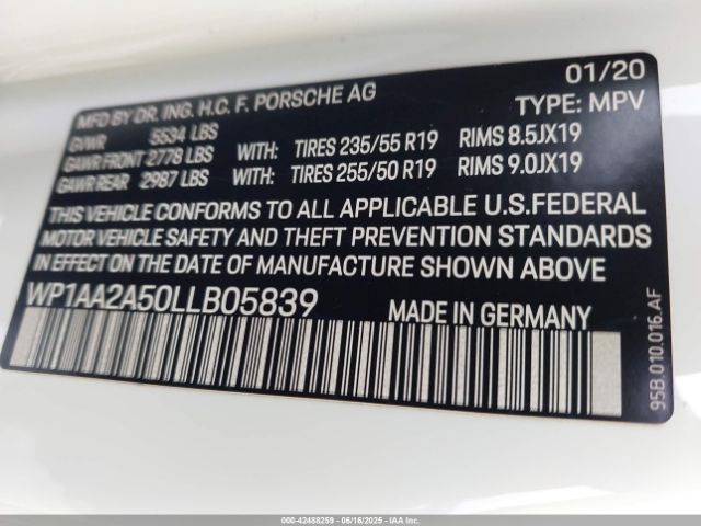 2020 PORSCHE MACAN WP1AA2A50LLB05839 Photo 8