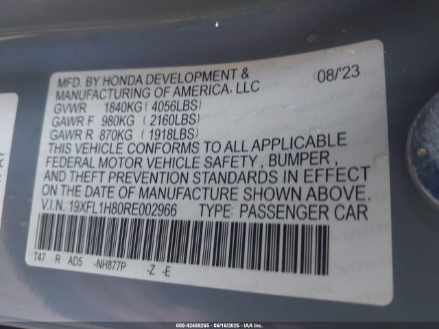 19XFL1H80RE002966 Honda l15b7