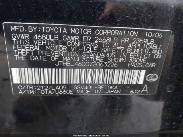 2007 LEXUS ES 350 JTHBJ46G072063226 Photo 8