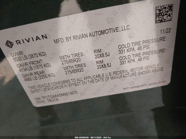 Rivian 2022 2022 7FCTGAAA5NN013675 Image 9