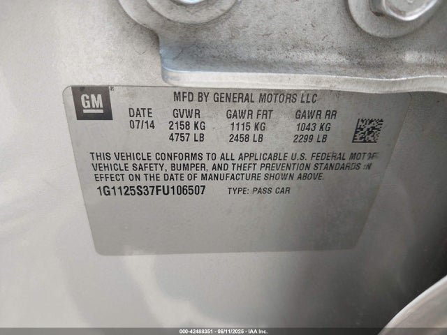1G1125S37FU106507 Chevrolet lfx