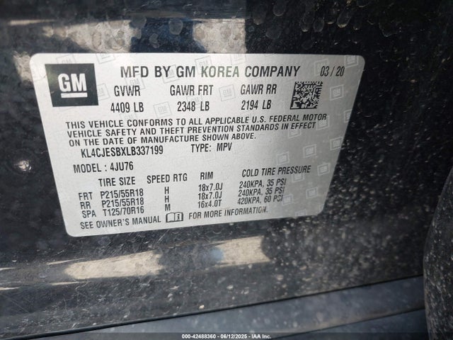 Buick luv: mfi, variable valve timing, alum, e85 max 2020 KL4CJESBXLB337199 Image 9
