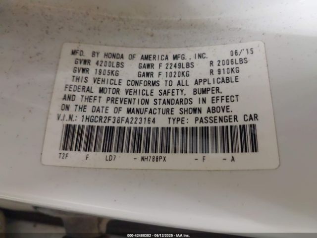 1HGCR2F38FA223164 Honda k24w1