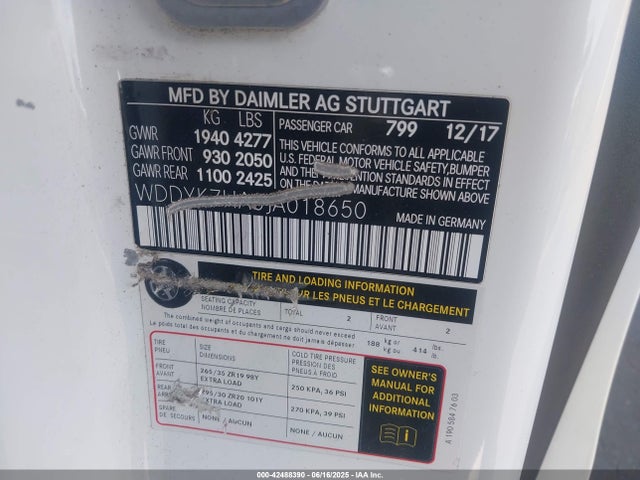 WDDYK7HA0JA018650 Mercedes-Benz m178