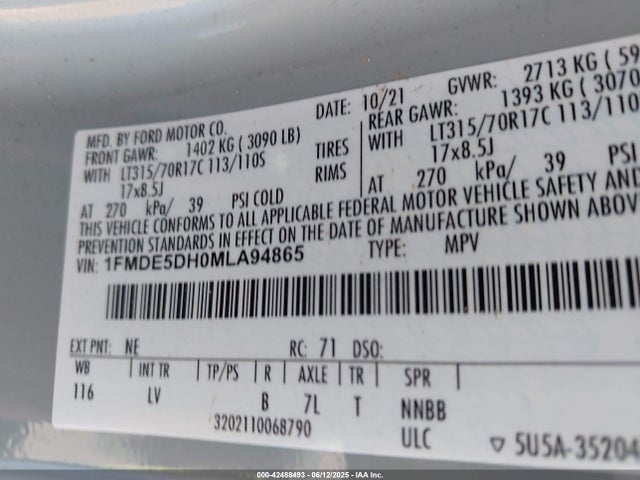 Ford tivct 2021 1FMDE5DH0MLA94865 Image 9