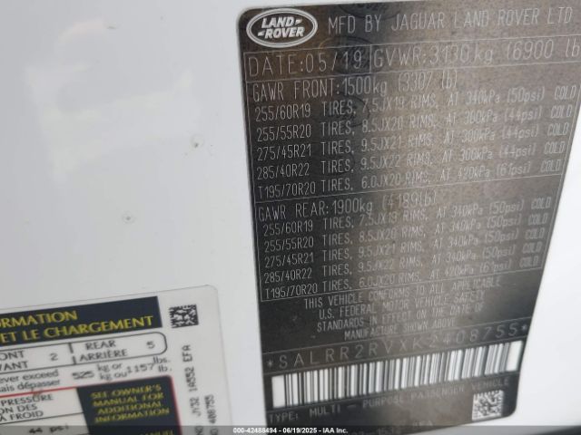 2019 LAND ROVER DISCOVERY SALRR2RVXK2408755 Photo 8
