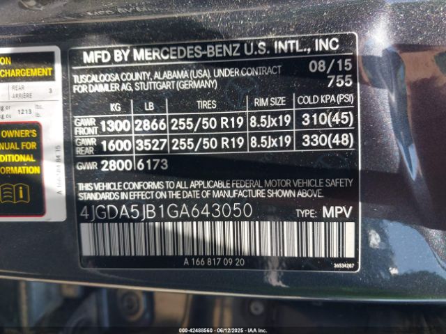 4JGDA5JB1GA643050 Mercedes-Benz m276